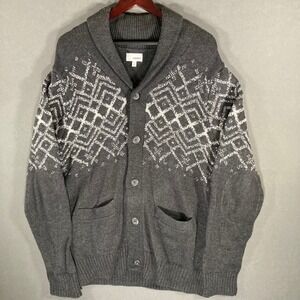 Sonoma Mens Gray Nordic Shawl Collar Cotton Blend Cardigan‎ Sweater XL